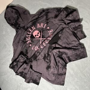 Y2k 2000s Sullen Art Collective Hoodie Mens Small Black Metal Dye Skull Grunge